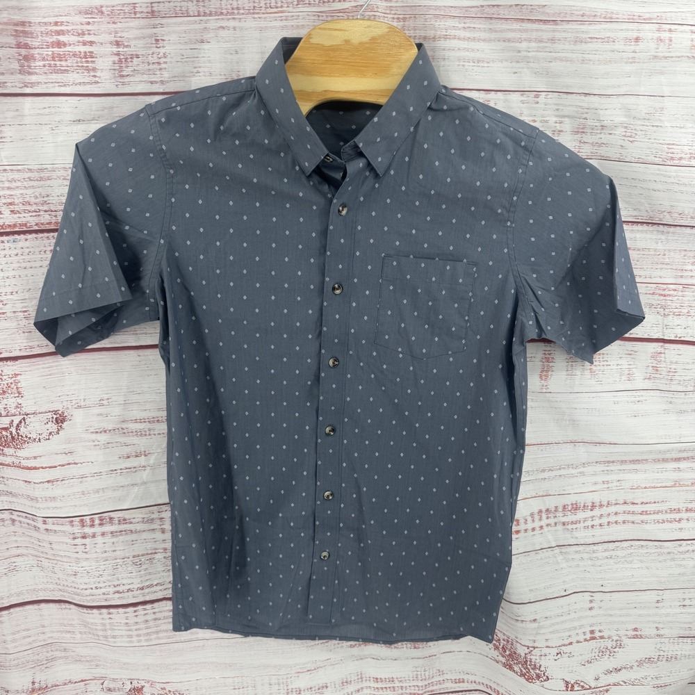 Travis Mathew Shirt Mens Medium Geometric Diamond Print Short Sleeve Button Down